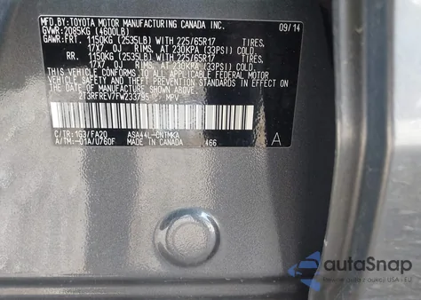 2015 Toyota Rav4 Xle z USA, uszkodzony, nr VIN 2T3RFREV7FW233795